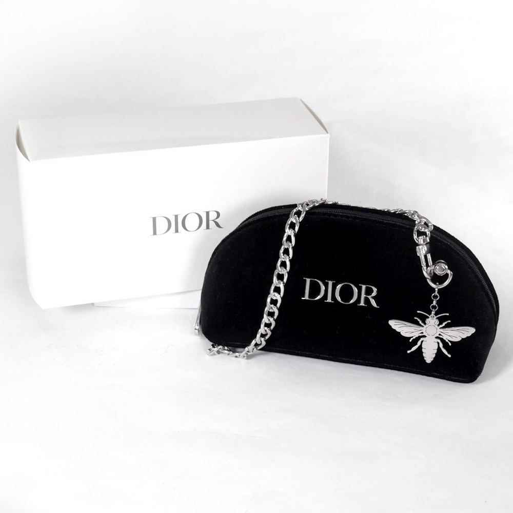 DIOR Bag Black Velvet Zipper NEW BOX
